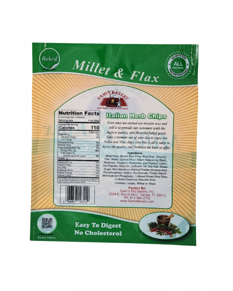 Millet and Flax Italian Herb Chips Sami's Bakery