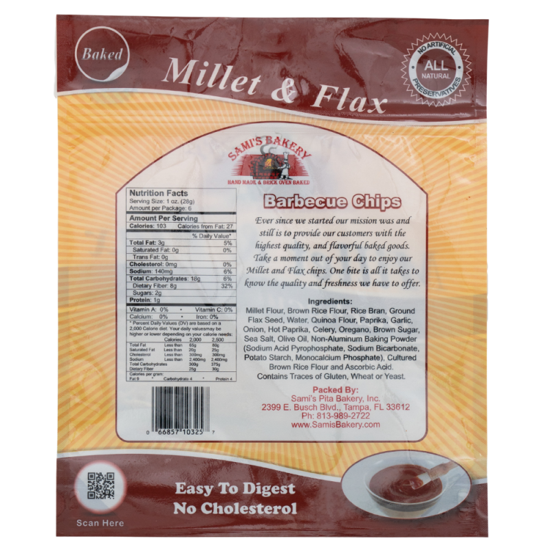 Millet and Flax Barbecue Chips Sami's Bakery