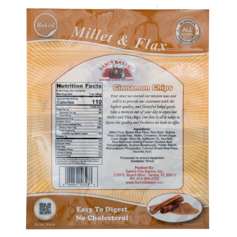 Millet and Flax Cinnamon Chips Sami's Bakery